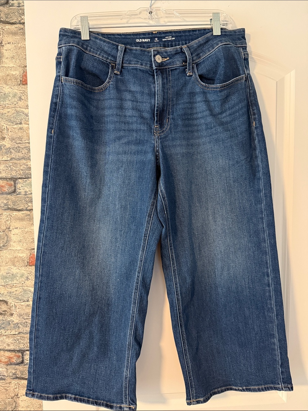 Old Navy Dark Blue Cropped Wide-Leg Jeans